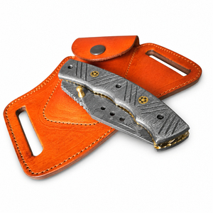 Couteau de poche multifonctionnel Burraq personnalisé en acier Damas, pointe clip, 8 pouces, avec étui en cuir, cadeau d'anniversaire pour les activités de plein air - Product Image 6