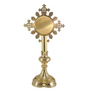 Espejo monstrario de latón de estilo moderno con detalles, decorativo para mesa, para uso en bodas y iglesias católicas - Product Image 1