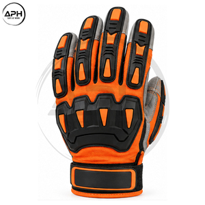 Custom Orange Grey Impact <b>Gloves</b> Full <b>Finger</b> Work <b>Gloves</b> Reinforced Palm Adjustable Wrist Strap Industrial Utility <b>Gloves</b> - Product Image 1