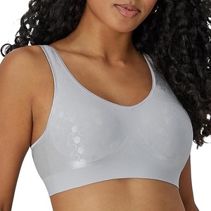 Sujetador deportivo sin aros para mujer, copa completa, espalda cruzada, diseño de puntos, licra, nailon, tirantes ajustables, transpirable, para todas las estaciones - Product Image 4