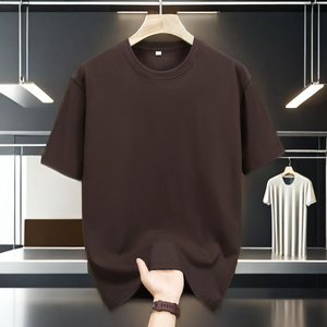 AGNI INDUSTRY OEM Summer Short Sleeve T-Shirts <b>Men</b> Retro Hip Hop Streetwear Oversized Loose Crew Neck <b>Pullover</b> Tops Solid - Product Image 3