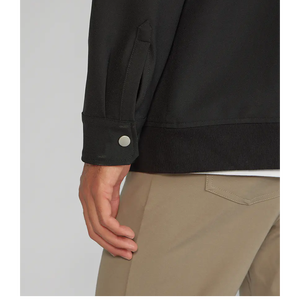 Blouson bomber noir pour homme, col montant, fermeture éclair, coupe décontractée, vêtement d'automne, matière en polyester tricoté polaire - Product Image 6