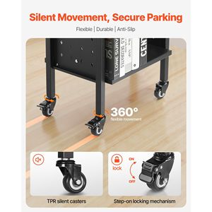 Carrello Porta Libri con Ruote, Capacità 68 kg, Scaffali a Doppio Lato a Forma di L, Altezza 5 cm, Dimensioni 17,7 x 13,0 x 34,6 Pollici - Product Image 4