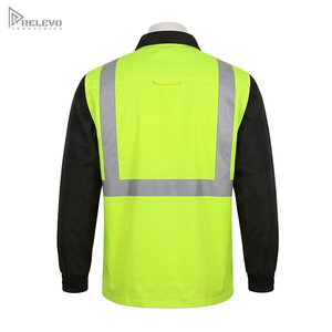 Chaqueta de Seguridad de Alta Visibilidad Personalizada, ANSI Clase 2, Mangas Negras con Contraste Neón, Botones a Presión, Cortavientos Reflectante con LED Intermitente - Product Image 3