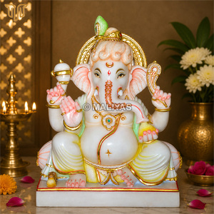 Pure Marble Bala Ganesh Statue 18 Inch | Handcrafted Lord Ganesha Idol | Premium White Marble Ganpati Murti for Home Temple - Product Image 1