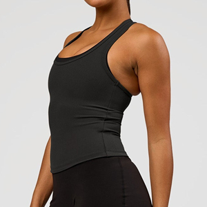 Camiseta sin costuras para mujer, cuello halter, color liso, para entrenamiento, yoga, con relleno, deportiva. - Product Image 3