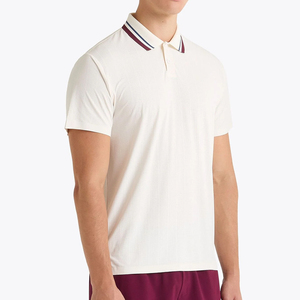 Men's <b>White</b> Short Sleeve Polo Shirt Knitted Pique Cotton Button Front Casual Regular Fit Solid Color - Product Image 1