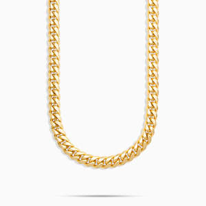 สร้อยคอแบบ Cuban Link สีทองคลาสสิก สไตล์ฮิปฮอป ไมอามี เงินแท้ 925 ชุบทอง ประดับเพชรโมอิสซาไนต์แบบฝังหนามเตย รุ่น CC03 จาก Banti Jewels - Product Image 1