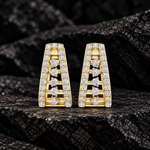 Pendientes de Aro con Diamantes Cultivados en Laboratorio de Corte Redondo, Oro de 14K y 18K, Diseño Calado con Pavé de Diamantes, 0.53Ct DEF VVS, Pendientes de Aniversario, OEM ODM - Product Image 1
