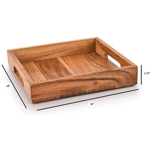 Bandeja de Servir Rústica de Madera con Asa y Acabado Desgastado para Uso en Hoteles, Hogares y Mesas de Café - Suministro al por Mayor para Ramadán y Diwali - Product Image 3