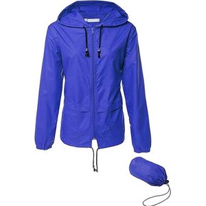 Lightweight Coated Waterproof Hooded Rain <b>Jacket</b> with Zipper Thin <b>Packable</b> Windproof for Spring Hiking Travel Outdoor - Product Image 2