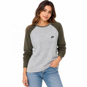 Women's Two Tone <b>Raglan</b> Long Sleeve T Shirt Crew Neck Contrast Sleeve Casual <b>Top</b> Sportswear Wholesale Sweatshirt - Product Image 1