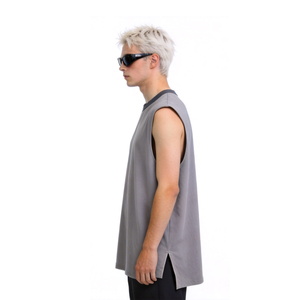 OEM Custom Logo Front Sporty Breathable 100% Cotton Casual Ribbed White Running Gym <b>Muscle</b> Tank <b>Top</b> for <b>Men</b> - Product Image 6