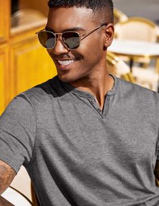 T-shirt en coton pour homme, col en V, coupe slim, léger, confortable, manches courtes, décontracté, personnalisable avec logo, fournisseur en gros, export - Product Image 2