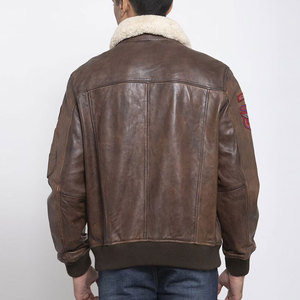 Basic Design Premium Quality <b>Shearling</b> Leather <b>Jacket</b> Classic Look Trendy Product Fashionable <b>Bomber</b> Faux Fur Leather <b>Jacket</b> - Product Image 4