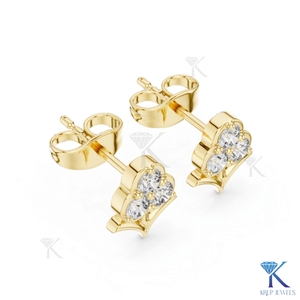Lab Grown Diamond Trefoil Floral Cluster <b>Stud</b> Earrings 14K 18K Solid Gold 3 Stone Fine Women Jewelry Bridal Anniversary Gift - Product Image 6