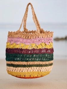 Sac fourre-tout au crochet style bohème à panneaux, écologique, ouvert, pour femme, idéal pour la plage, avec doublure en coton - Product Image 5