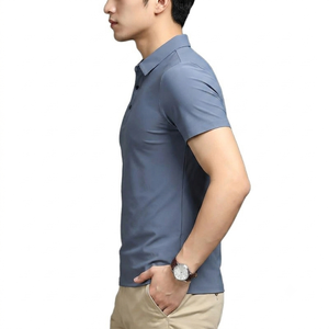 Men's Quick-Drying Regular Fit T-Shirt Cross-Border Ice Silk Seamless Turn-<b>Down</b> Collar Business Casual Blank 180g Short Sleeve - Product Image 4
