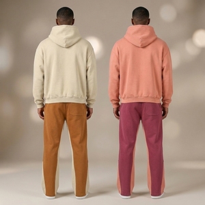 Conjunto de Sudadera con Capucha y Pantalones Deportivos de Dos Piezas con Logotipo Personalizado, Lavado Ácido, para Hombre y Mujer, Talla Grande, Venta al Por Mayor, OEM, Algodón y Felpa - Product Image 3