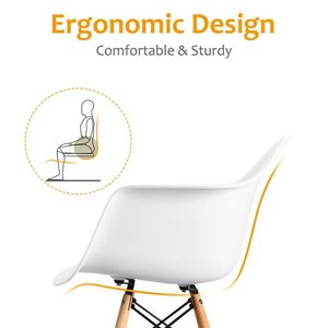 Set di 2 Sedie da Pranzo con Braccioli in Stile Moderno Mid-Century, Design Sagomato - Product Image 3