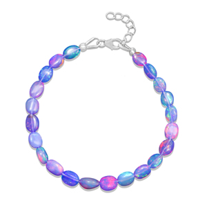 100% Natural Genuine Ethiopian <b>Opal</b> Beads <b>Bracelet</b> Two Stand Luxury GIA Certified Silver <b>Bracelet</b> - Product Image 6
