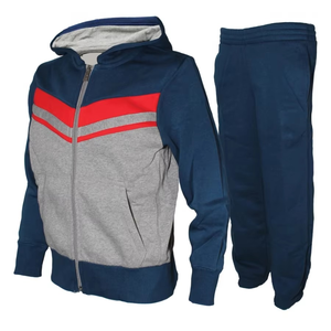 Conjunto Deportivo para Hombre con Sudadera con Capucha y Mangas Raglán, Pantalones Jogger, Felpa de 280 g/m², Diseño Colorblock y Rayas Varsity - Product Image 2