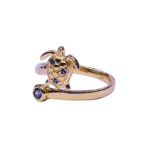 Bague classique pour femme en argent sterling 925 plaqué or avec saphir bleu et tourmaline multicolore, idéale pour les mariages - Product Image 5