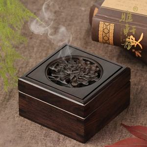<b>Decorative</b> Carved Wooden Incense Burner With Covered Lid And Brass Insert For Home Temple Yoga And Aromatherapy Home use - Product Image 3