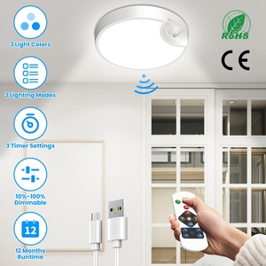 Oplaadbare Led Plafondlamp Met Bewegingssensor Dimbare Afstandsbediening Timer 3 Lichte Kleuren 3 Modi Voor Trappen Garage Badkamer - Product Image 5