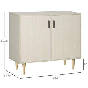 Credenza in Rovere Massiccio, Mobile Buffet per Cucina e Soggiorno con Ripiani Regolabili e Doppie Ante - Product Image 3