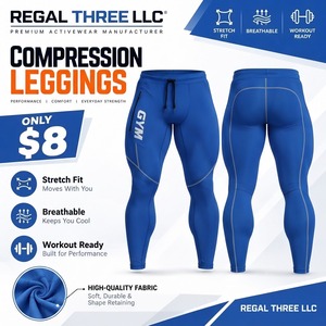 Leggings de Compresión para Hombre Regal Three LLC, Pantalones Deportivos Transpirables de Longitud Completa con Bolsillo con Cierre y Cintura Ajustable con Cordón - Product Image 1