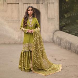 2023 Collection de tissus de mariage de créateur pakistanais Salwar Kameez costume en soie Viscose coton rayonne lin pour les fêtes de l'Aïd - Product Image 5