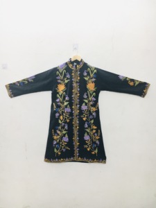 Elegant Floral Embroidered Mandarin Collar Jacket Women's Autumn Three Quarter Sleeve Zipper Closure Woven Polyester <b>Coat</b> - Product Image 2