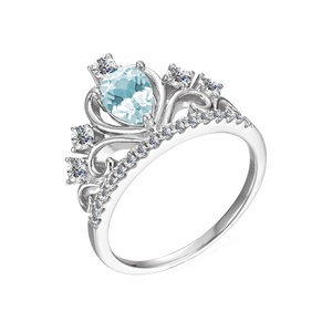 Anillo de Plata de Ley 925 con gema Natural, corona de Topacio Azul, princesa reina, joyería bonita para mujer, <span class=keywords><strong>2022</strong></span> - Product Image 1