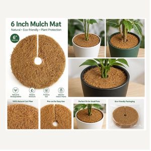 AQUA VRIKSHA Manta de Fibra de Coco 100% Natural de 6 Pulgadas |   Anillo de Cobertura para Plantas Biodegradable para Control de Malezas y Retención de Humedad - Product Image 1