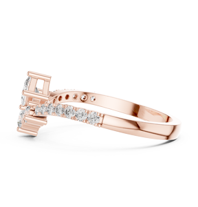 Anillo de Compromiso de Lujo con Diamante Ovalado en Oro Rosa y Banda de Diamantes en Racimo, Anillo de Regalo de Boda para Mujer, Joyería Personalizada - Product Image 4