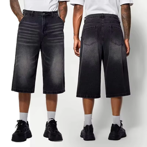 High Quality Washed Black Customized Knee Length Man Denim <b>Jeans</b> 2026 Summer Vintage Jorts <b>Men's</b> Baggy <b>Jeans</b> Shorts for <b>Men</b> - Product Image 1