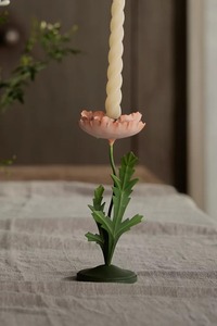 Candelabro de Hierro Hecho a Mano con Forma de Tulipán, Tallo Verde, Flor Rosa, para Decoración de Mesa de Comedor en Navidad - Product Image 3