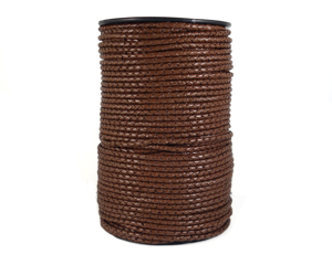 Brown Braided Leather Cord Round Leather <b>Rope</b> Coated Finish for making jewelry accessories in whole sale price 4mm Round Braided - Product Image 1