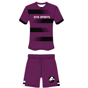 <b>Burgundy</b> Black Rugby Jersey <b>Shorts</b> Set <b>Short</b> Sleeve Crew Neck Striped Team Uniform Custom Breathable Training Performance - Product Image 1