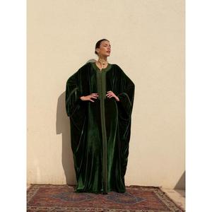 Long Silk <b>Kaftan</b> Printed Multicoloured Features High Stand Collar Contrasting Sfifa Handmade Buttons Fastening Through - Product Image 5