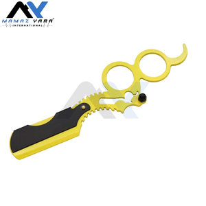 Rasoir à lame droite simple pour hommes, rasoir de barbier professionnel, couteau à raser pour salon et usage domestique, jaune citron - Product Image 3