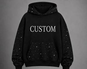 Sudadera con Capucha Extra Grande para Hombre, 100% Algodón, Felpa, con Bordado de Pedrería, Estilo Urbano - Product Image 5