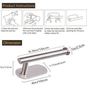 Portarotolo da parete autoadesivo in acciaio inox SUS 304 per bagno - Product Image 2
