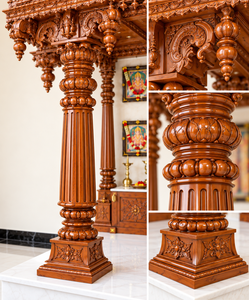 Big Size Devotional Tamilian Style Wooden <b>Mandir</b> Traditional South Indian Style Handcarved Wooden Temple Ashtalakshmi Pooja Unit - Product Image 4