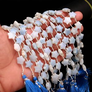 Perles d'Opale Bleue Naturelle Sculptées en Étoile 11MM 12MM, Perles de Pierres Précieuses Sculptées à la Main, Perles Étoiles en Cristal, Brins de 8 Pouces à Prix de Gros - Product Image 3