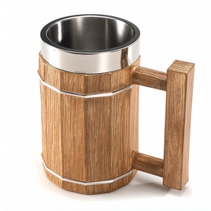 Eco-Friendly Polished Wooden Viking <b>Mug</b> with Hand Carved Engraving and Animal Design-Valentine's Day & Halloween Gift - Product Image 2