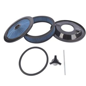 14\" X 3\" Blue Super Flow Air Cleaner with Washable Element Recessed Base and Black Top for Chevy and for Ford Vehicles - Product Image 4