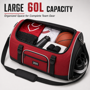 Sac de sport d'équipe personnalisé avec logo, 60L, avec compartiment ventilé pour chaussures, grande capacité, sac pour équipement - Product Image 6