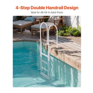 Scala per Piscina Rinforzata 48/54 Pollici con 4 Gradini, Doppio Corrimano, Gradini in Plastica Antiscivolo Ispessiti, Capacità di Carico 300 lb - Product Image 2